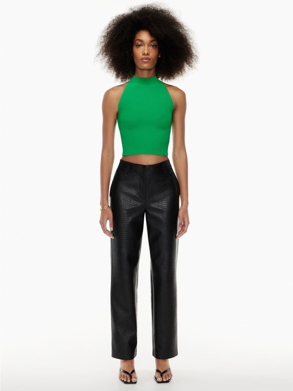 Aritzia Babaton Sculpt Knit Mockneck Halter Top - Green - Medium